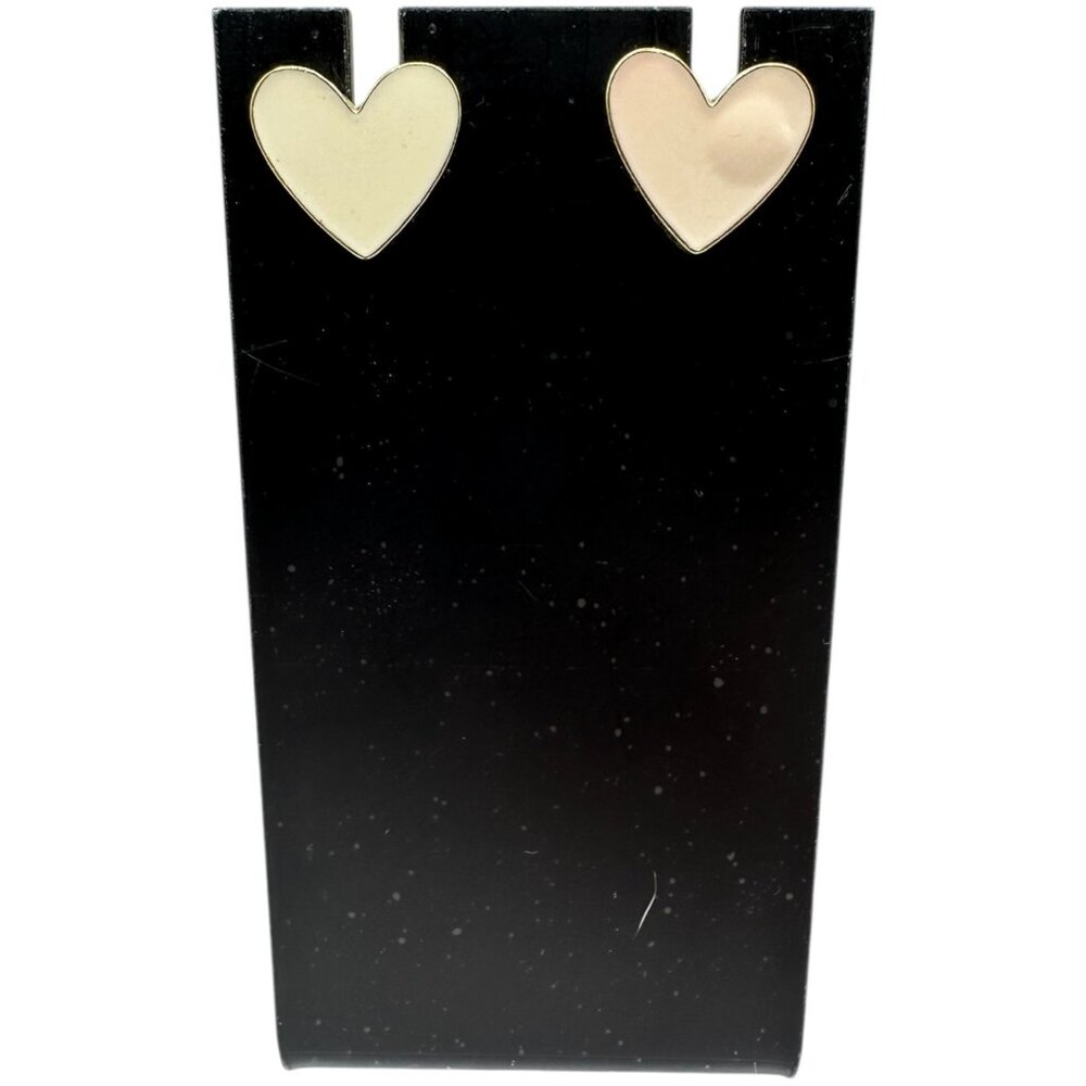 Heart Shaped Gold Tone Metal Stud Earrings Womens Fashion Jewelry Valentines Day